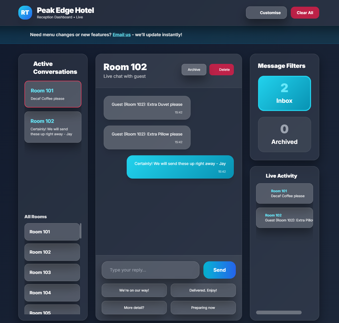 RoomTap Reception Dashboard
